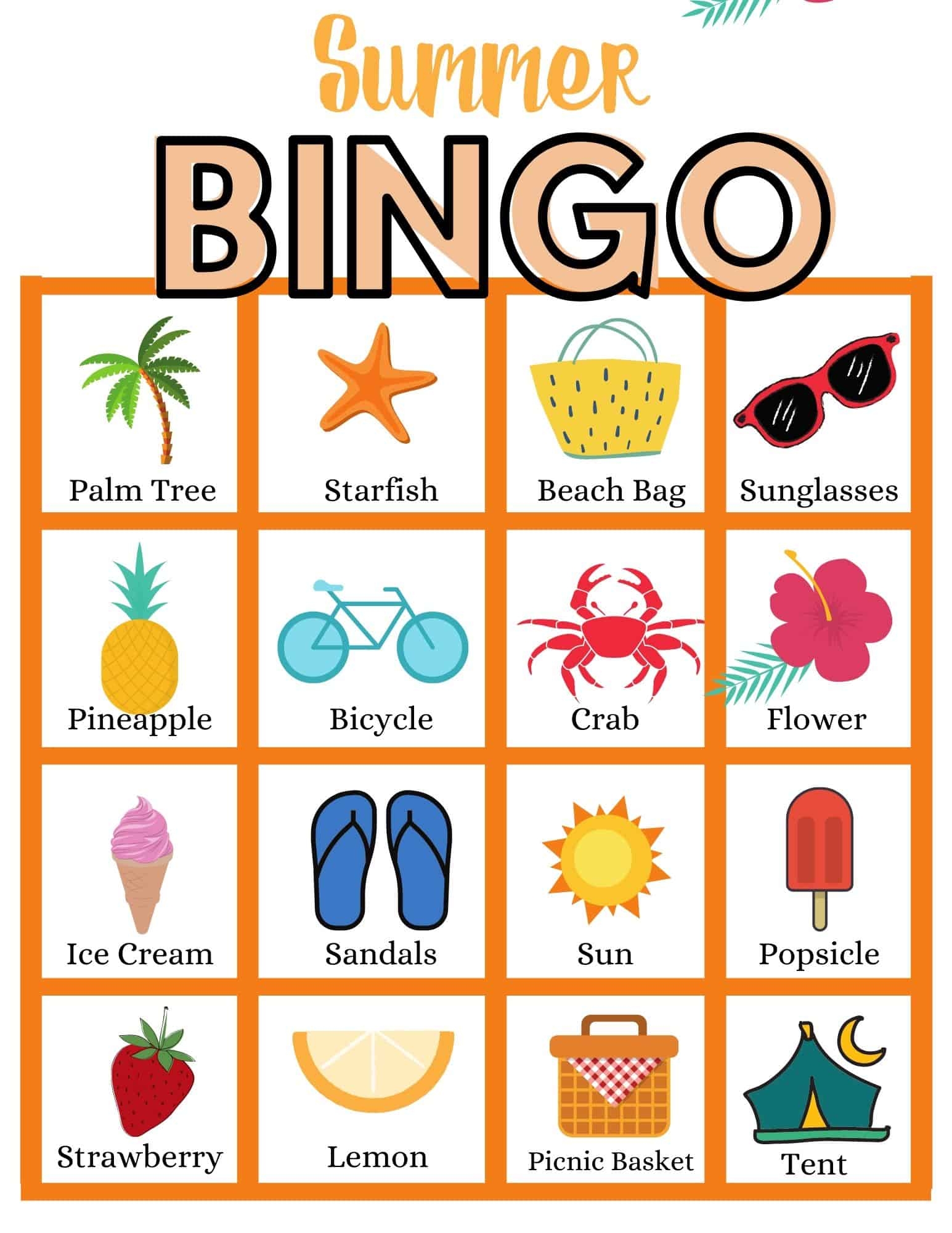 Summer Bingo Printable Game For Kids Views From A Step Stool