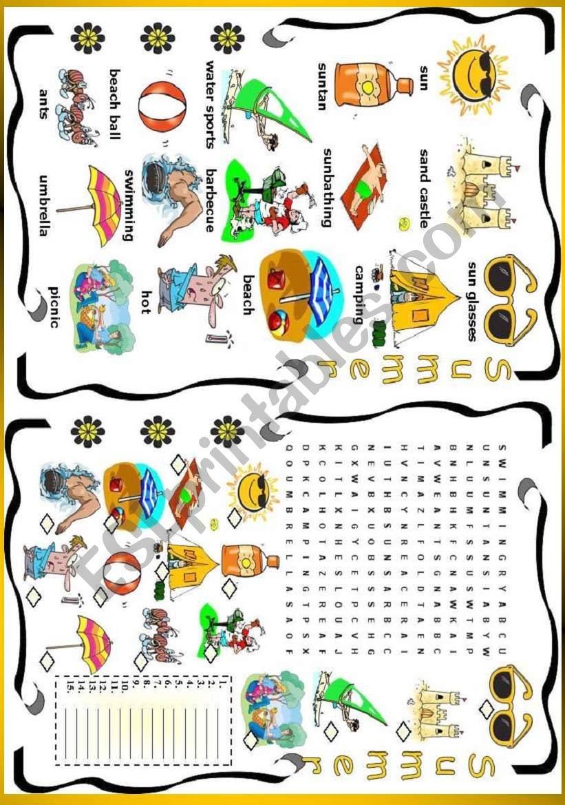 Summer ESL Worksheet By Vanda51