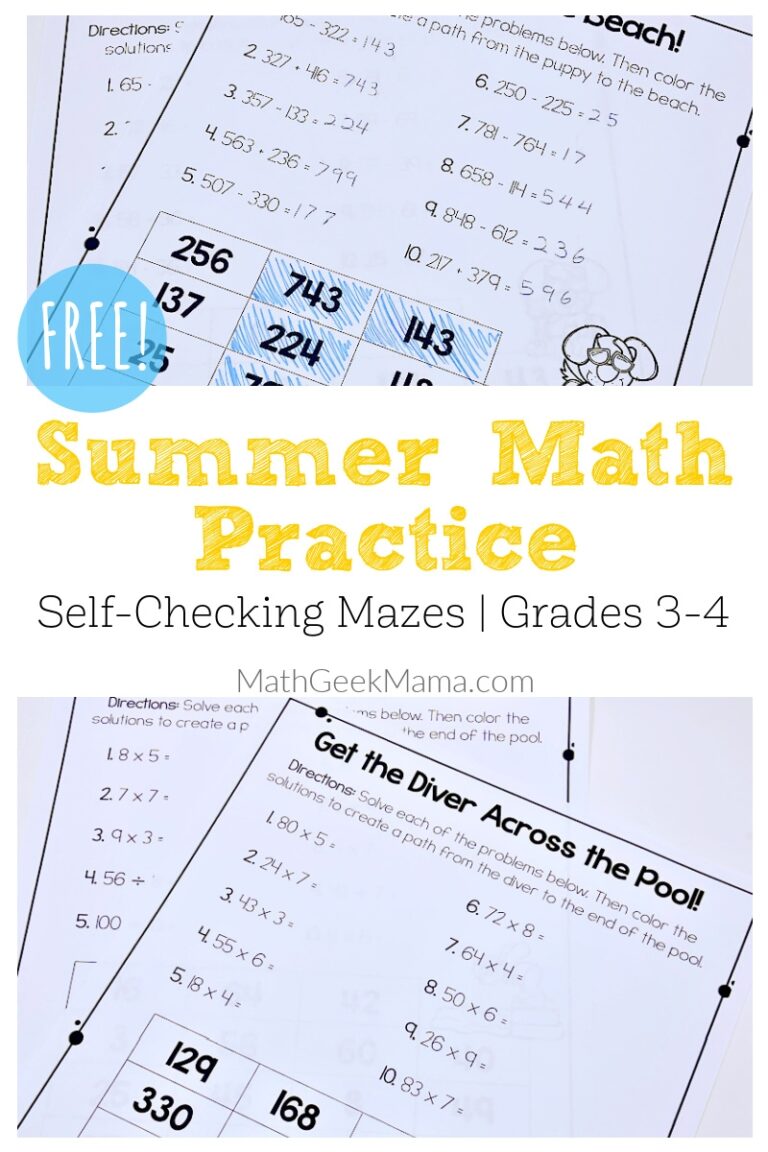 Summer Math Practice For 3rd 4th Grade Math Geek Mama