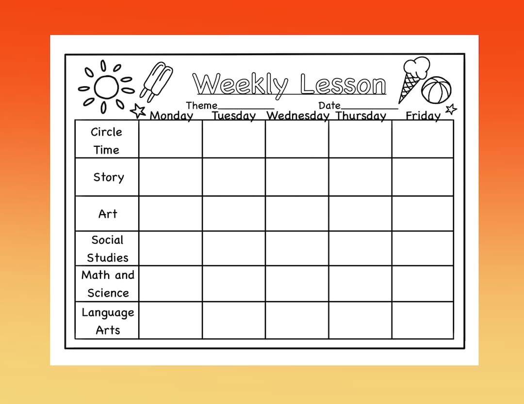 Summer Preschool daycare Lesson Plan Template Etsy UK Summer Preschool daycare Lesson Plan Template Etsy UK