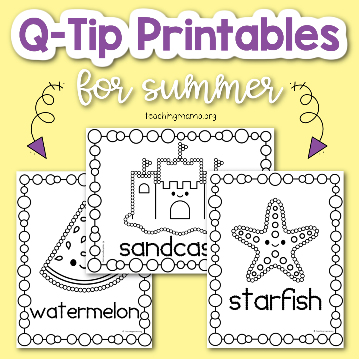 Q-Tip Painting Printables Preschool Q-Tip Painting Printables Preschool