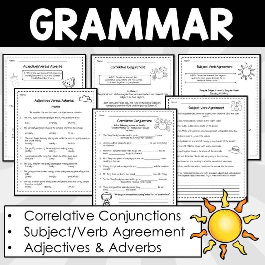 Summer Review Packet For 5th Grade Fifth Grade Language Arts Review Teach With Tina