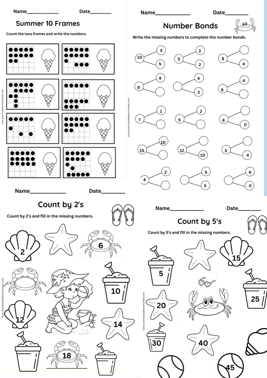 Summer Vacation Homework For Kindergarten Grade 1