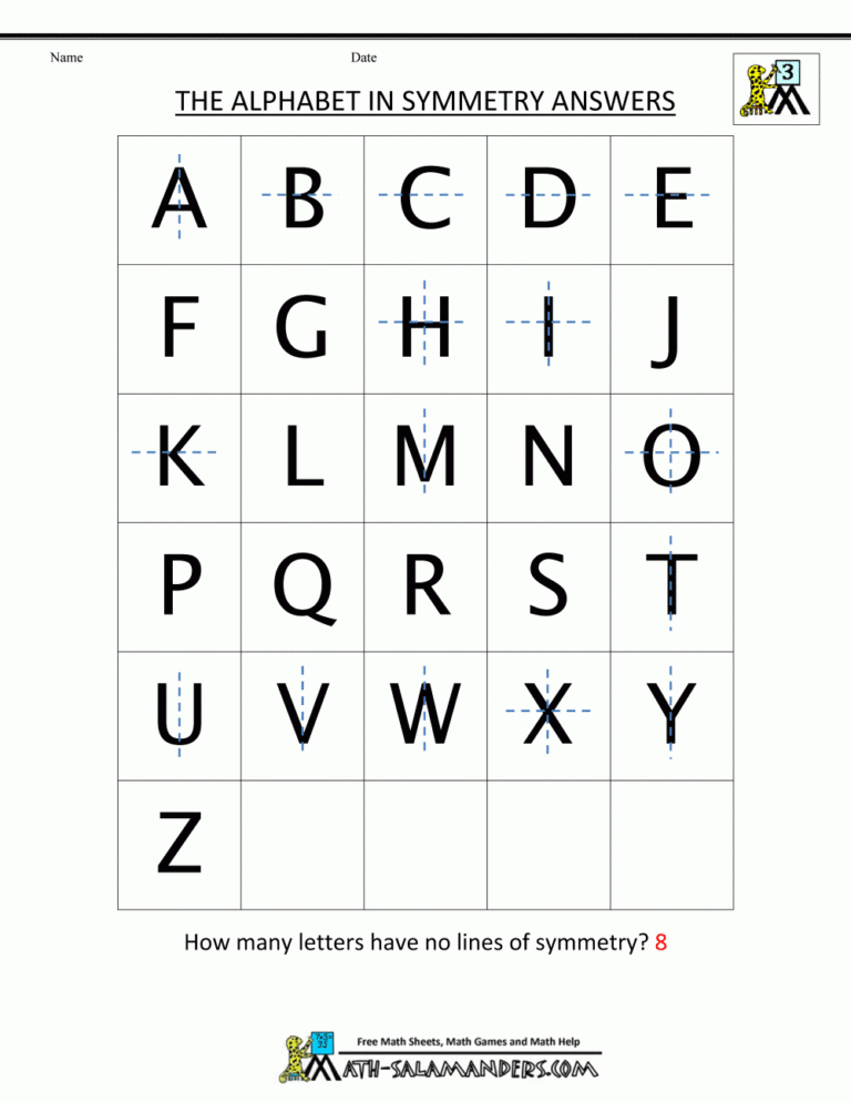Symmetry Worksheets For Math Practice