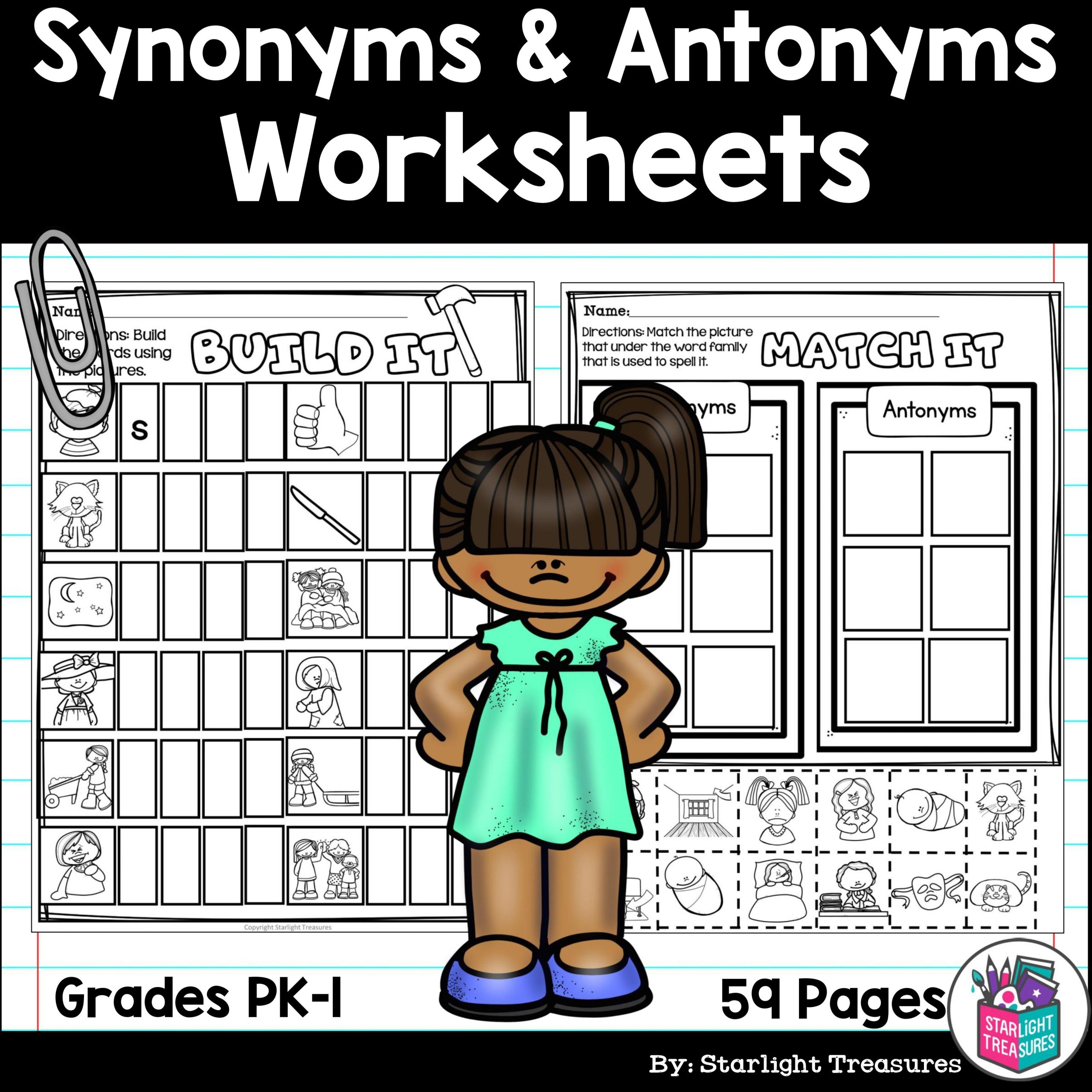 Antonym Printable Worksheets For Kindergarten