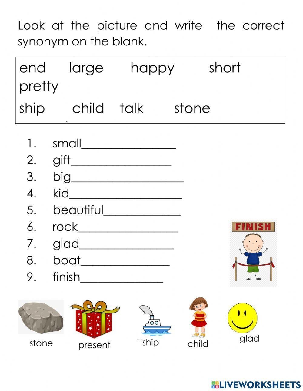 Synonyms Worksheet For 3rd Grade Live Worksheets Worksheets Library