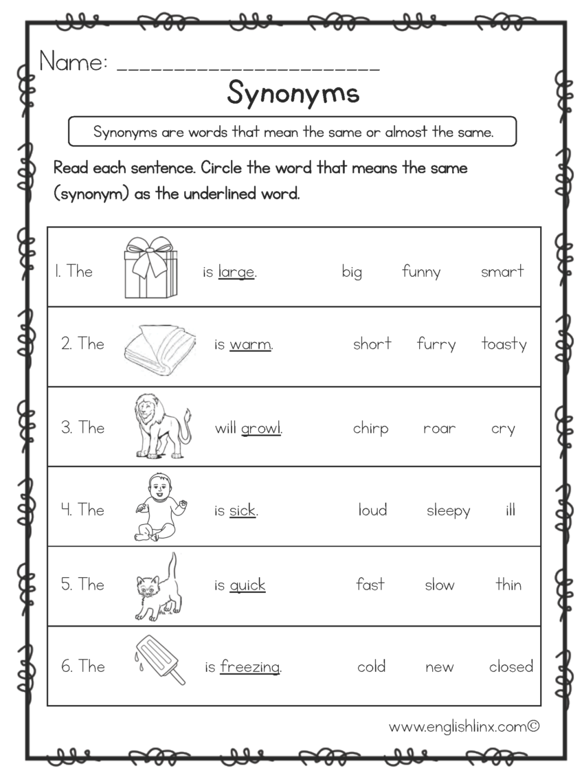 Synonyms Worksheets Free Printable Vocabulary Activities