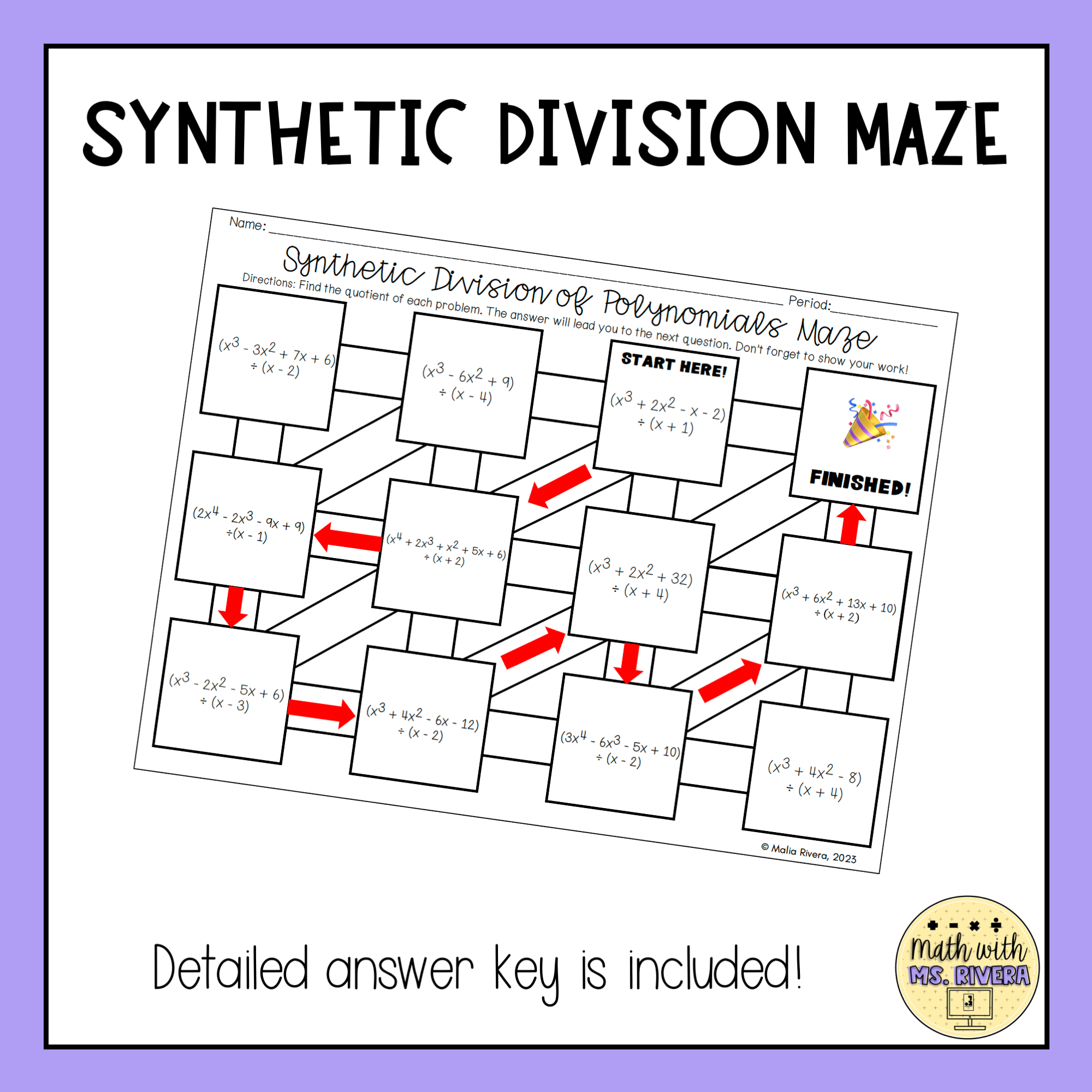 Synthetic Division Of Polynomials Maze Worksheet Made By Teachers Synthetic Division Of Polynomials Maze Worksheet Made By Teachers
