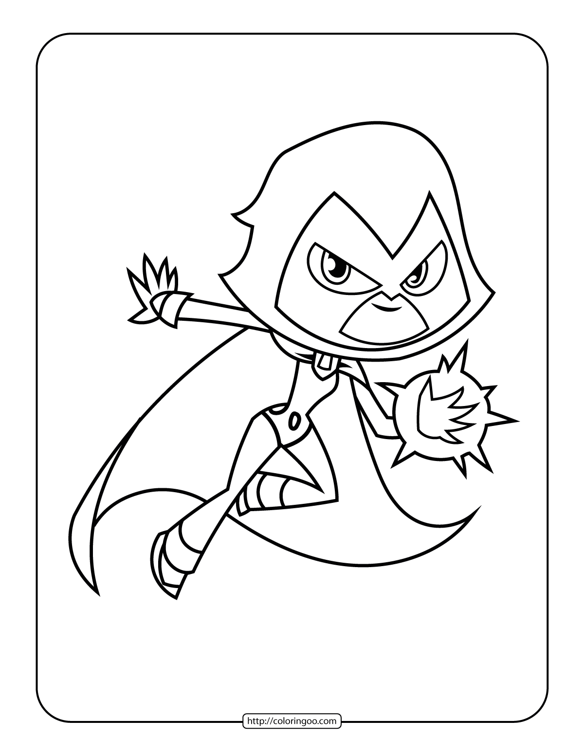 Teen Titans Go Raven Coloring Sheet Teen Titans Go Raven Coloring Sheet