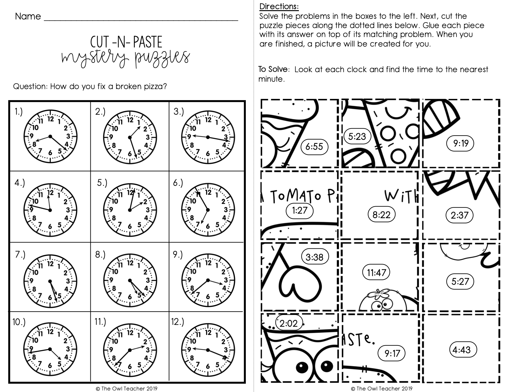 Worksheet Free Printable Telling Time Puzzles