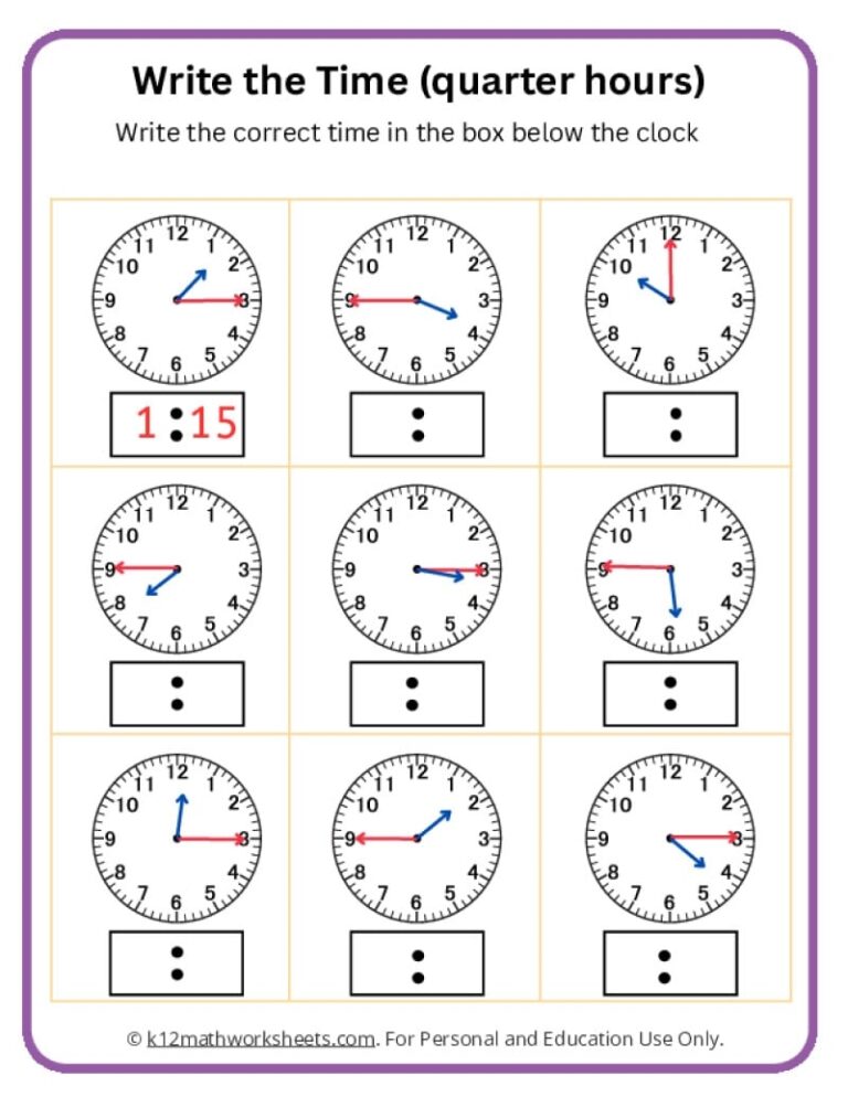 Telling Time Worksheets
