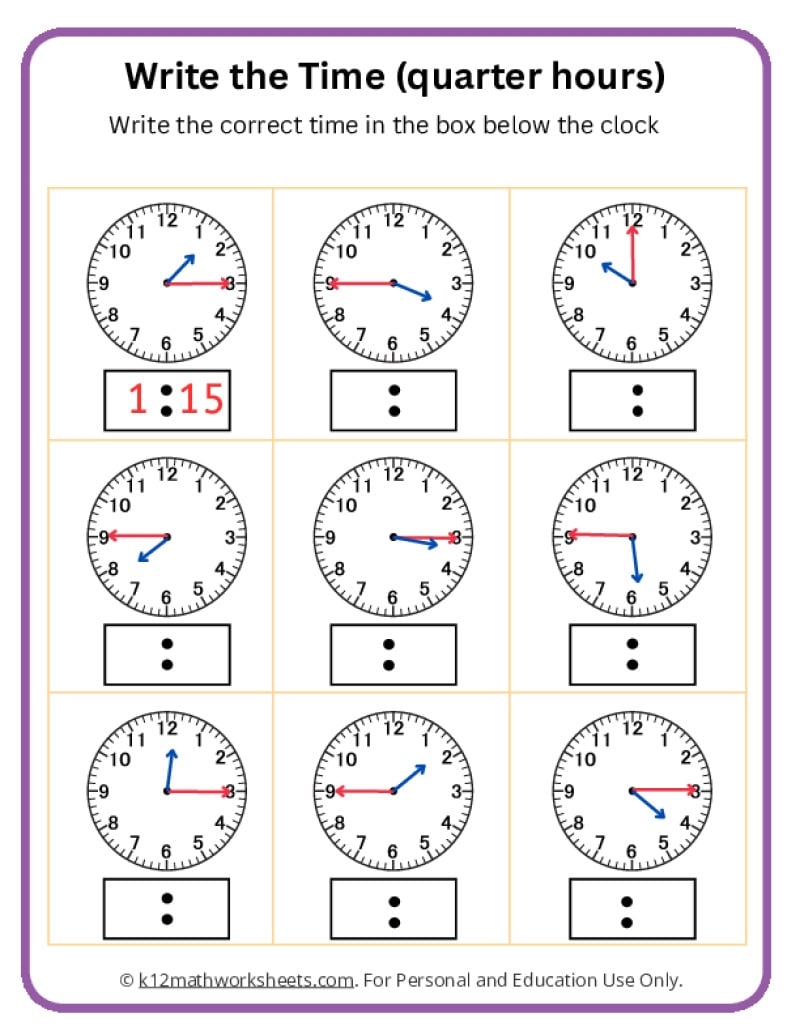 Telling Time Worksheets