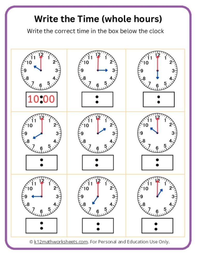 Telling Time Worksheets