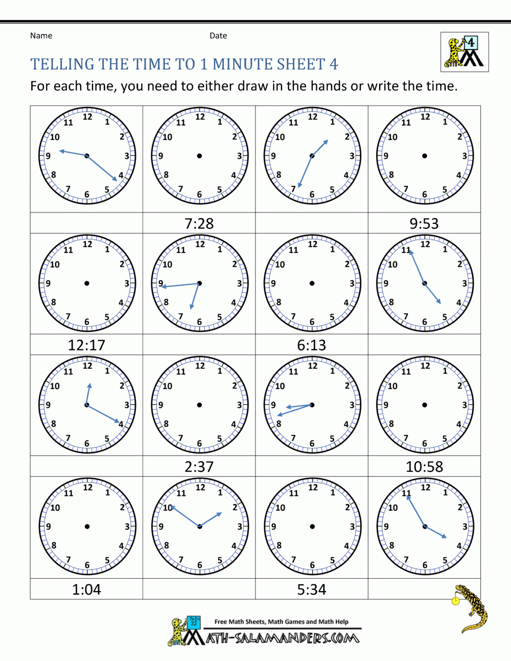 Telling Time Worksheets Grade 4 To The Nearest Minute Telling Time Worksheets Grade 4 To The Nearest Minute