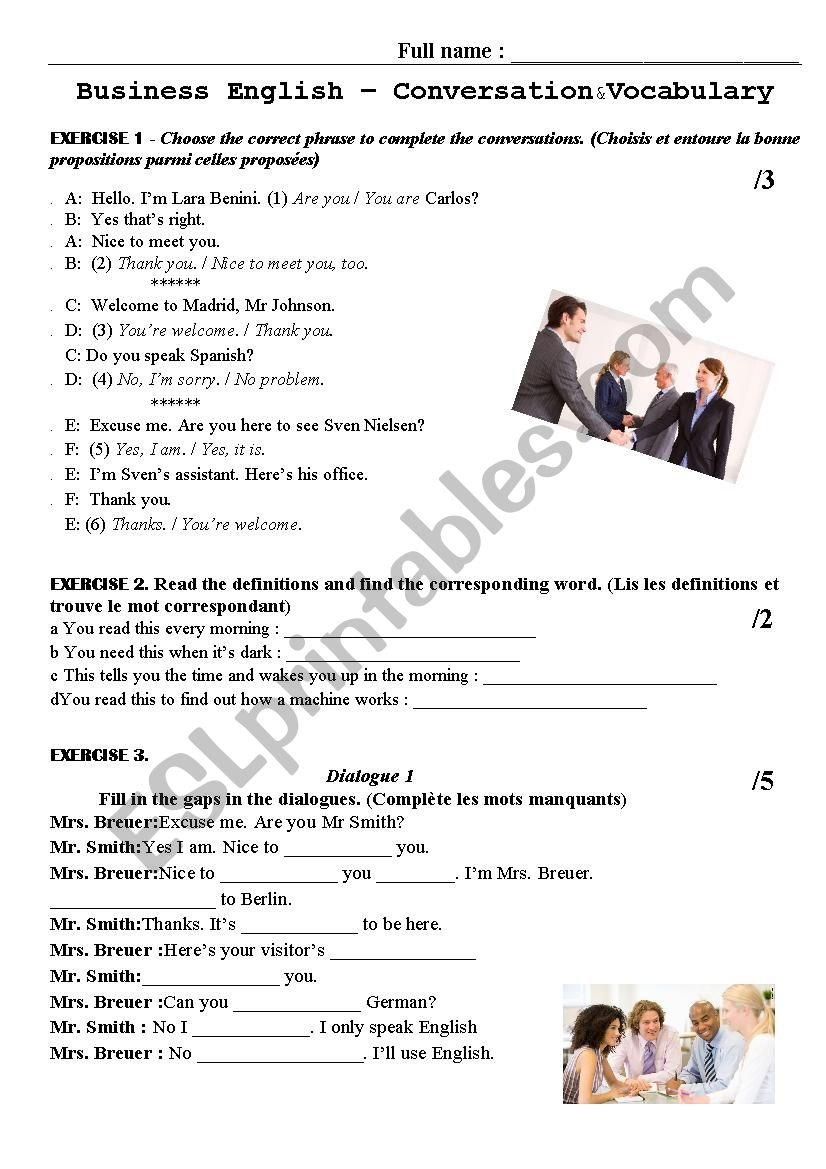 TEST Business English Greetings Conversation And Vocabulary ESL Worksheet By Mijoux TEST Business English Greetings Conversation And Vocabulary ESL Worksheet By Mijoux