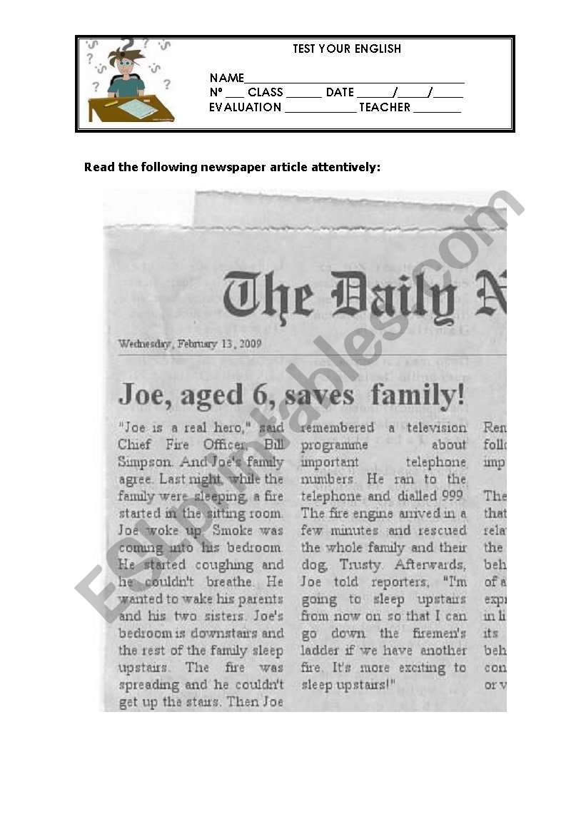 TEST YOUR ENGLISH TEST YOUR ENGLISH