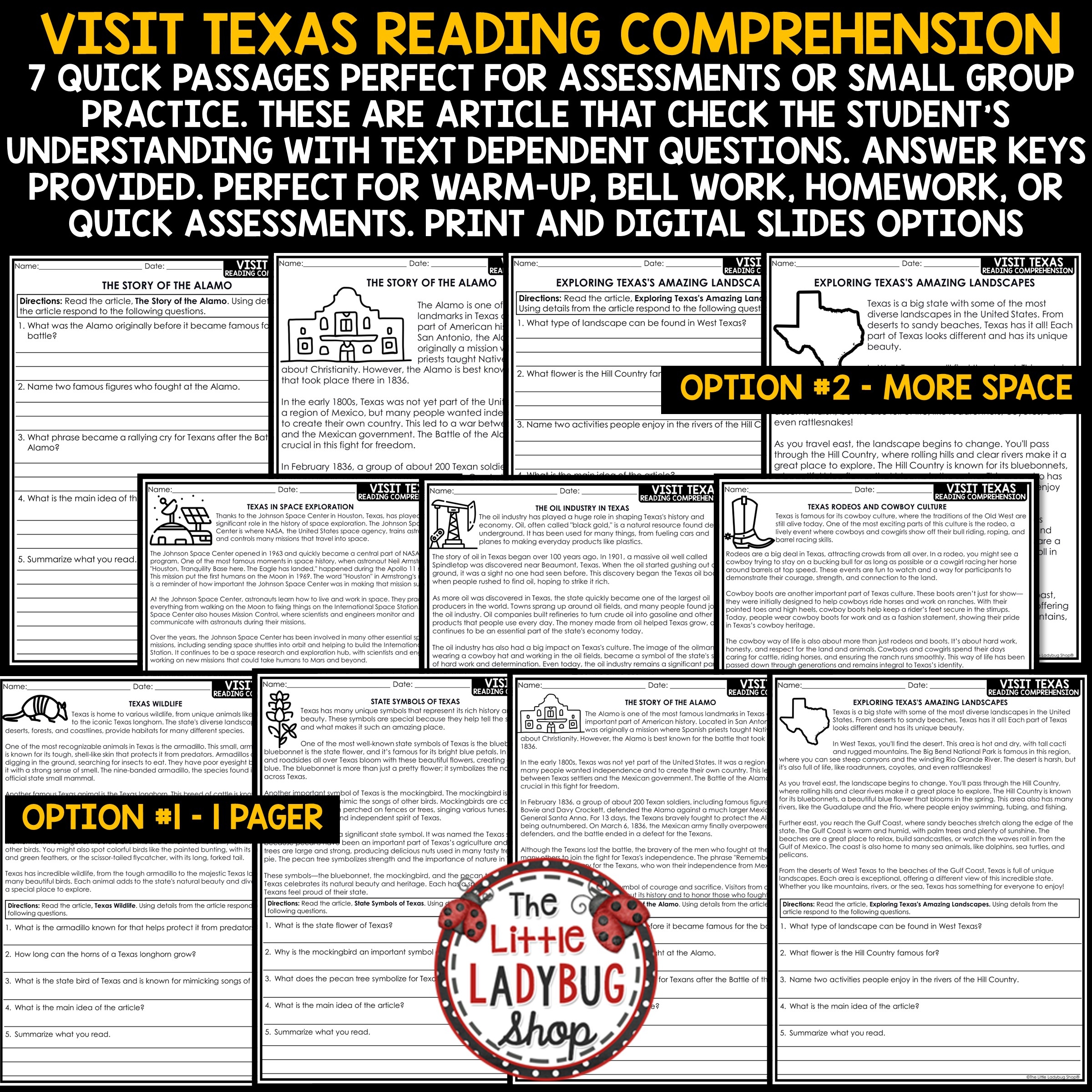 Texas Reading Comprehension Worksheets