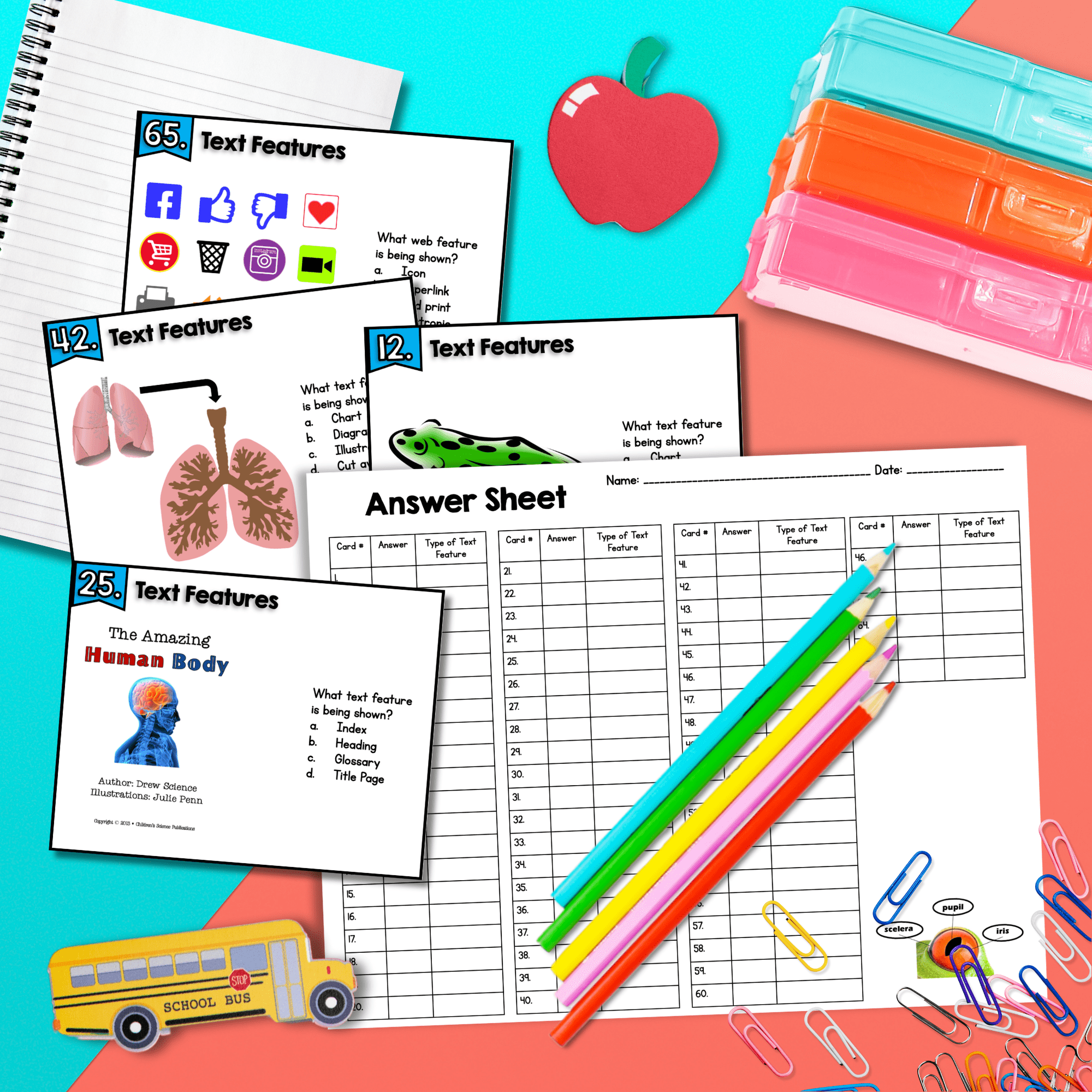 Text Features Task Cards 2nd 3rd Grade MagiCore Text Features Task Cards 2nd 3rd Grade MagiCore