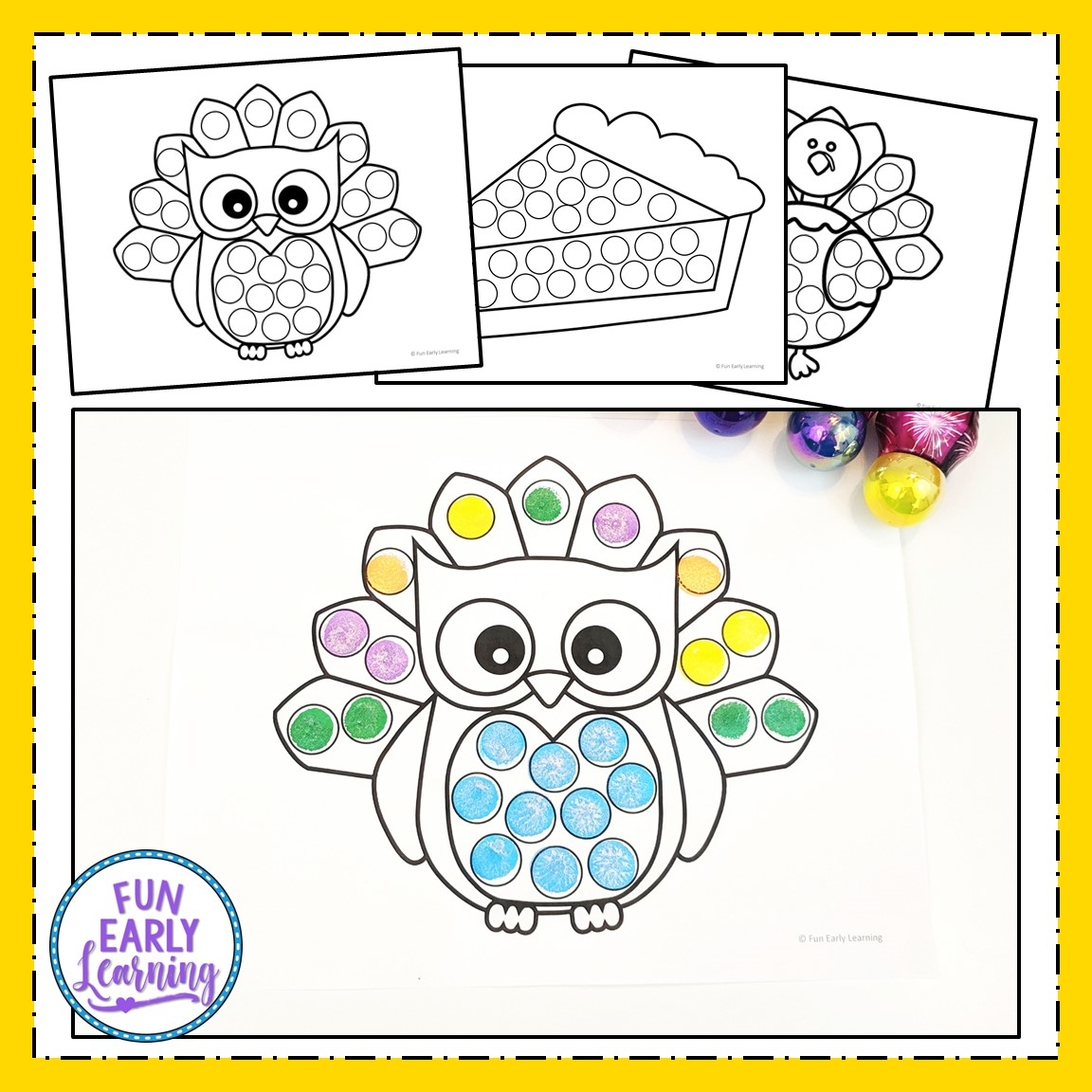 Thanksgiving Bingo Dauber Coloring Pages Fun Early Learning