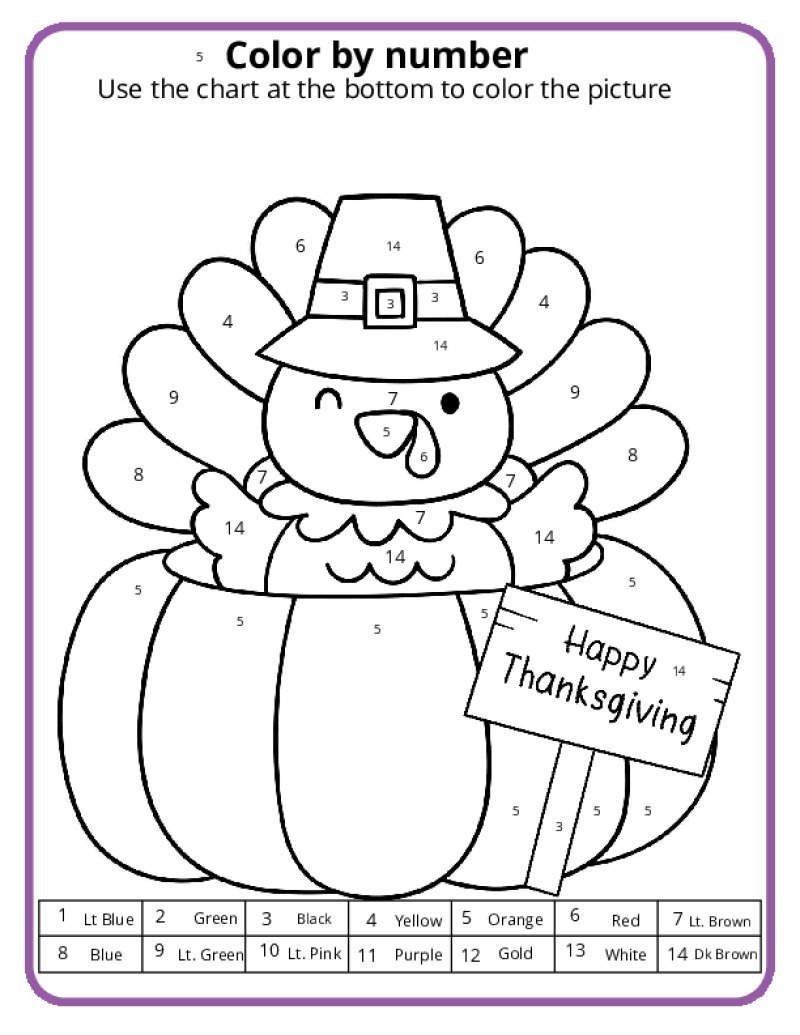 Thanksgiving Color By Number Pages K12 Math Worksheets Thanksgiving Color By Number Pages K12 Math Worksheets