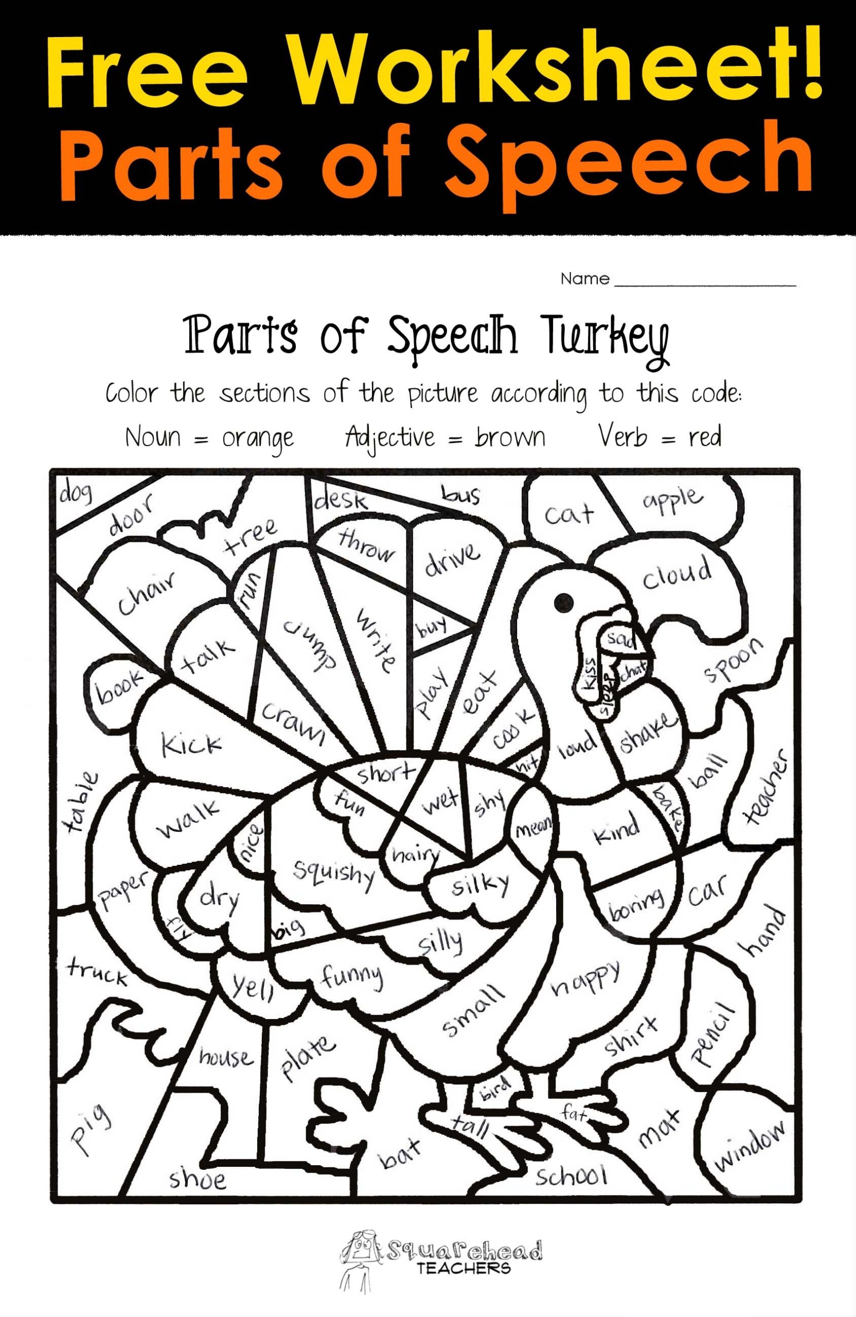 Free Printable Worksheets Parts Of Speech