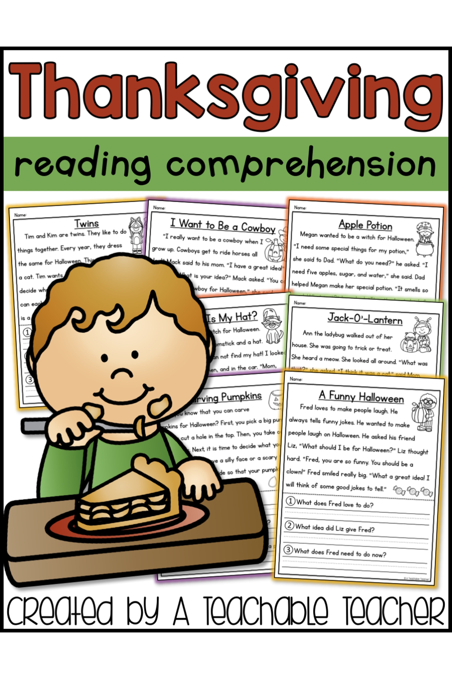 Thanksgiving Reading Comprehension A Teachable Teacher Thanksgiving Reading Comprehension A Teachable Teacher