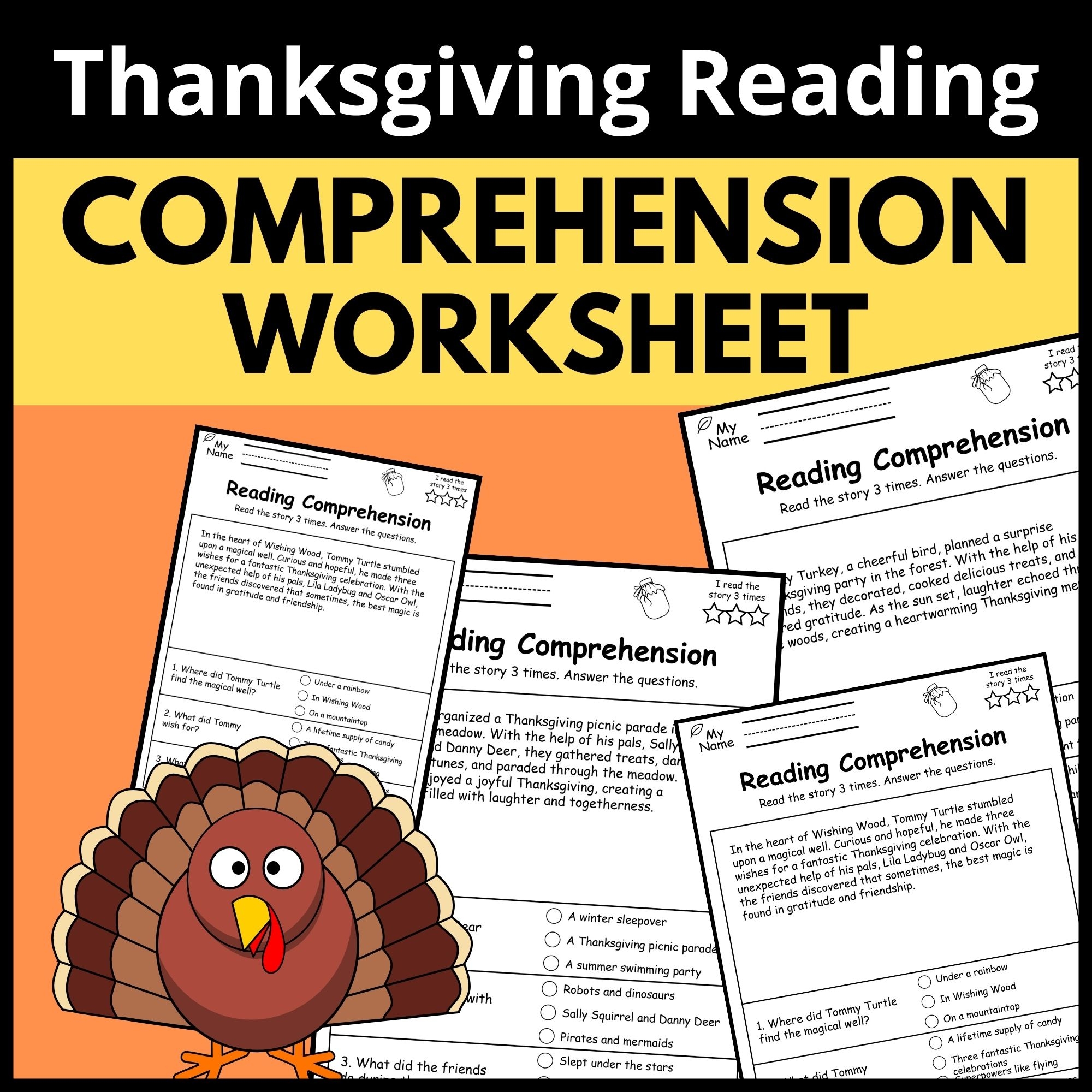 Thanksgiving Reading Comprehension Worksheet Story With Questions Part 3 Made By Teachers