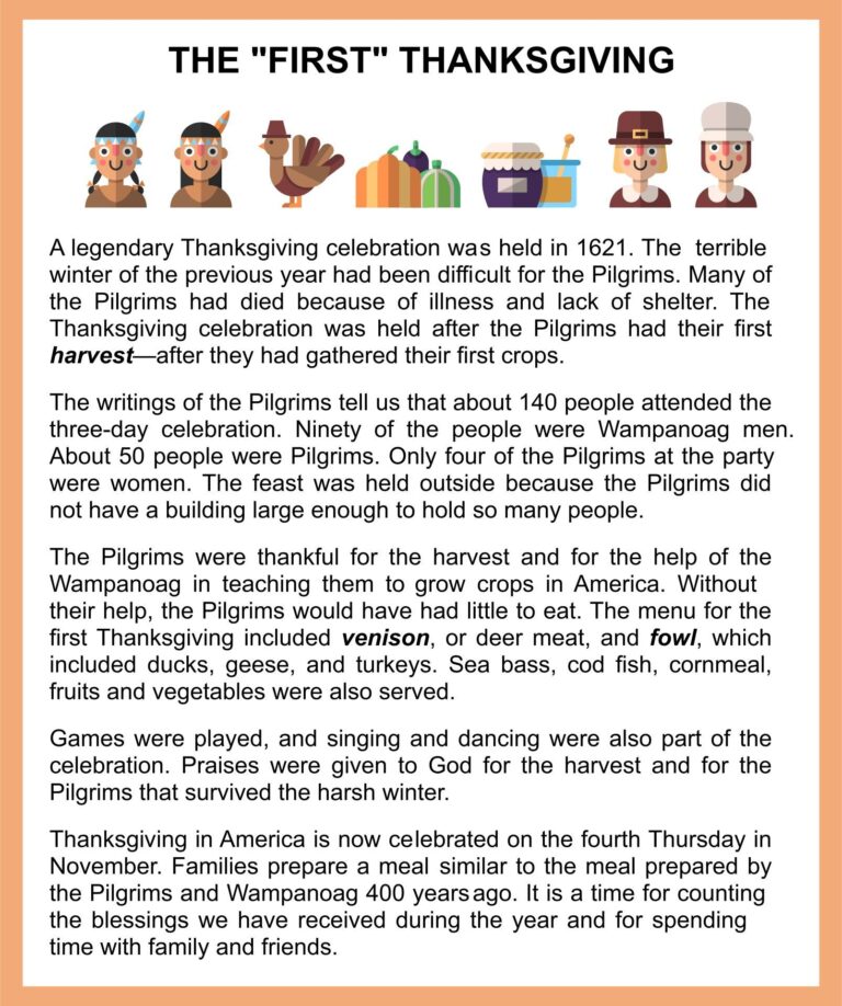 Thanksgiving Story 13 Free PDF Printables Printablee