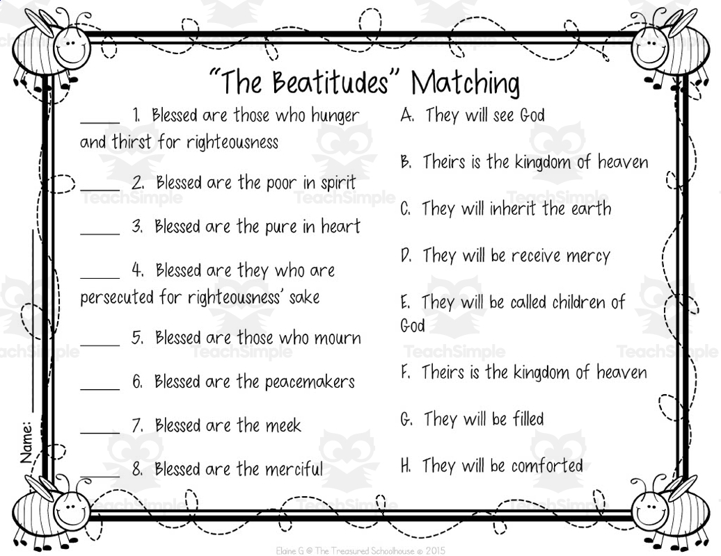 The Beatitudes Matching Cards Worksheets Catholic Version The Beatitudes Matching Cards Worksheets Catholic Version
