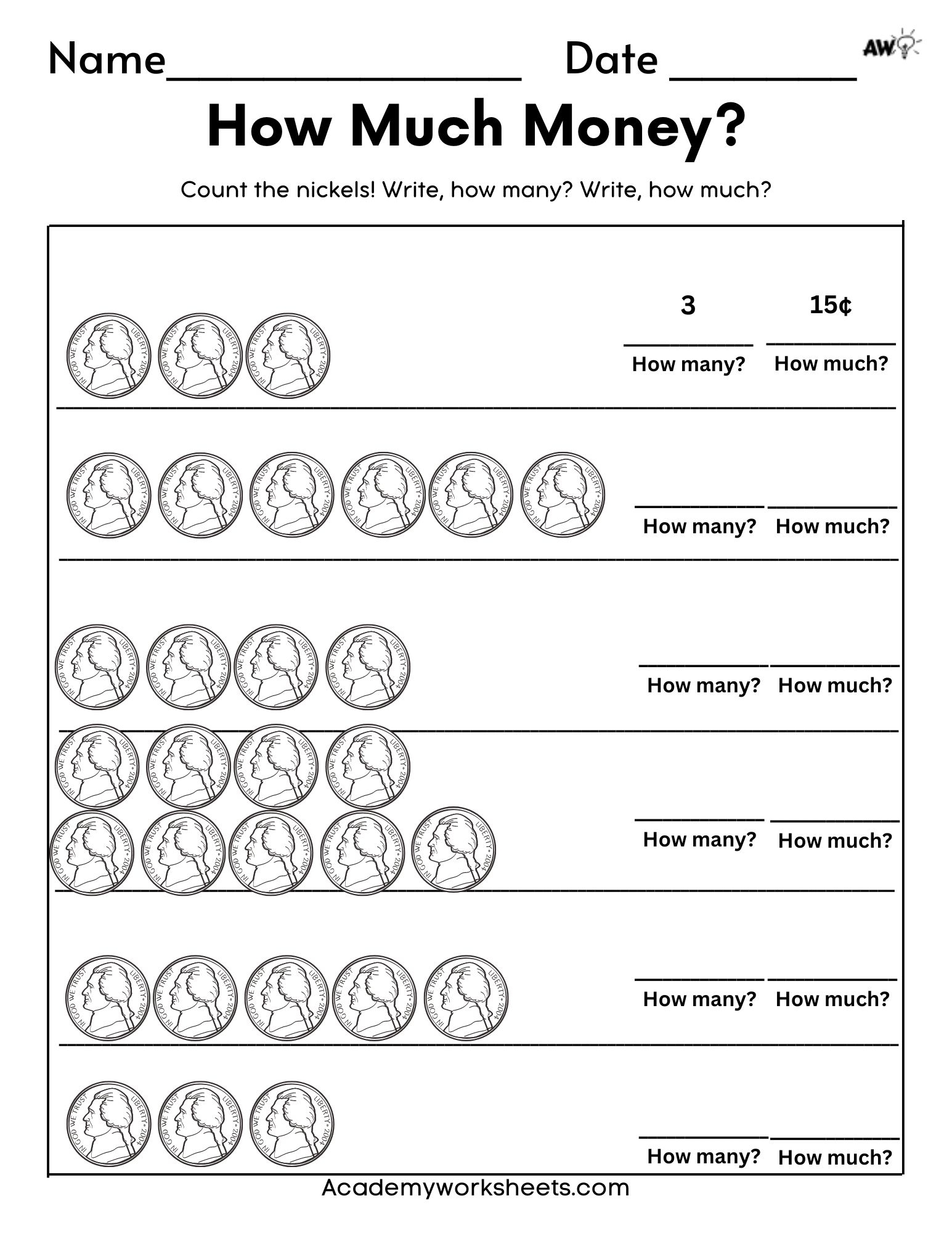The Best Value Of Coins Worksheet Counting Nickels Academy Worksheets