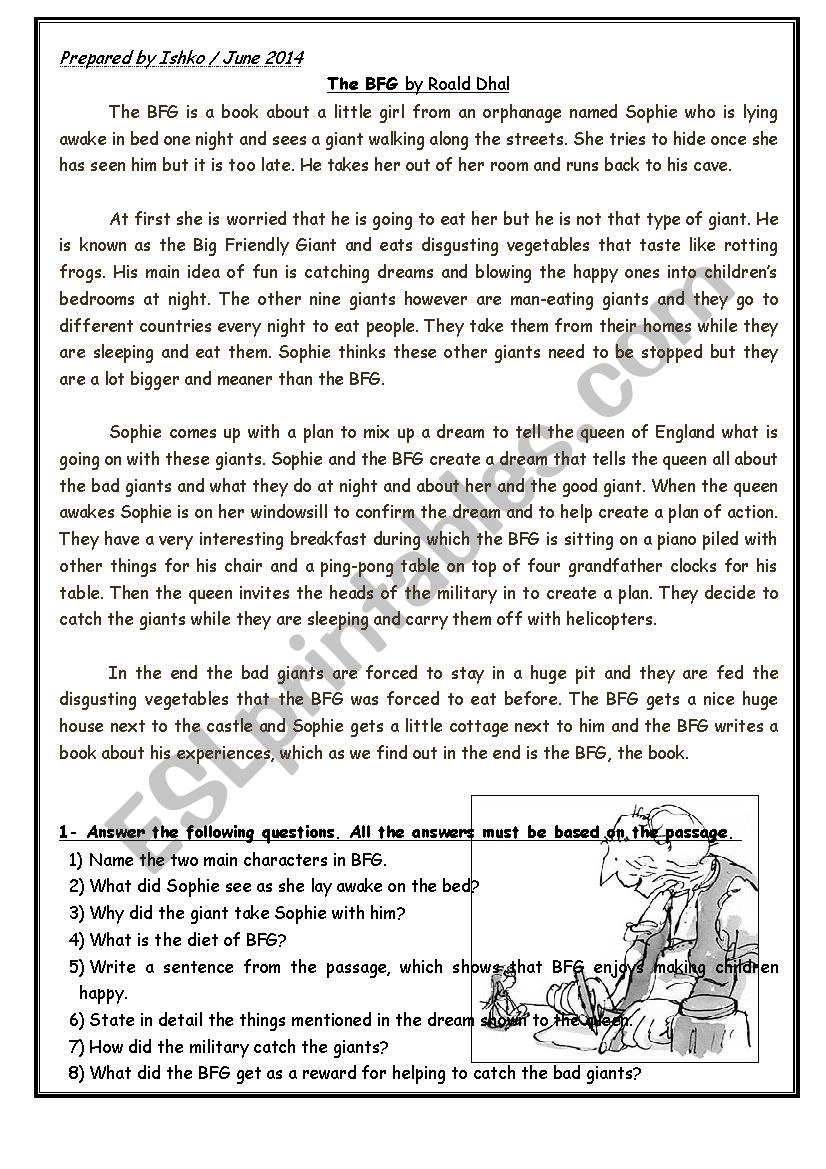 The Bfg Free Printable Worksheets The Bfg Free Printable Worksheets