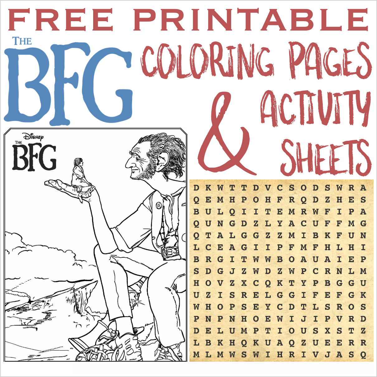 THE BFG Printable Coloring Pages And Activity Sheets THE BFG Printable Coloring Pages And Activity Sheets