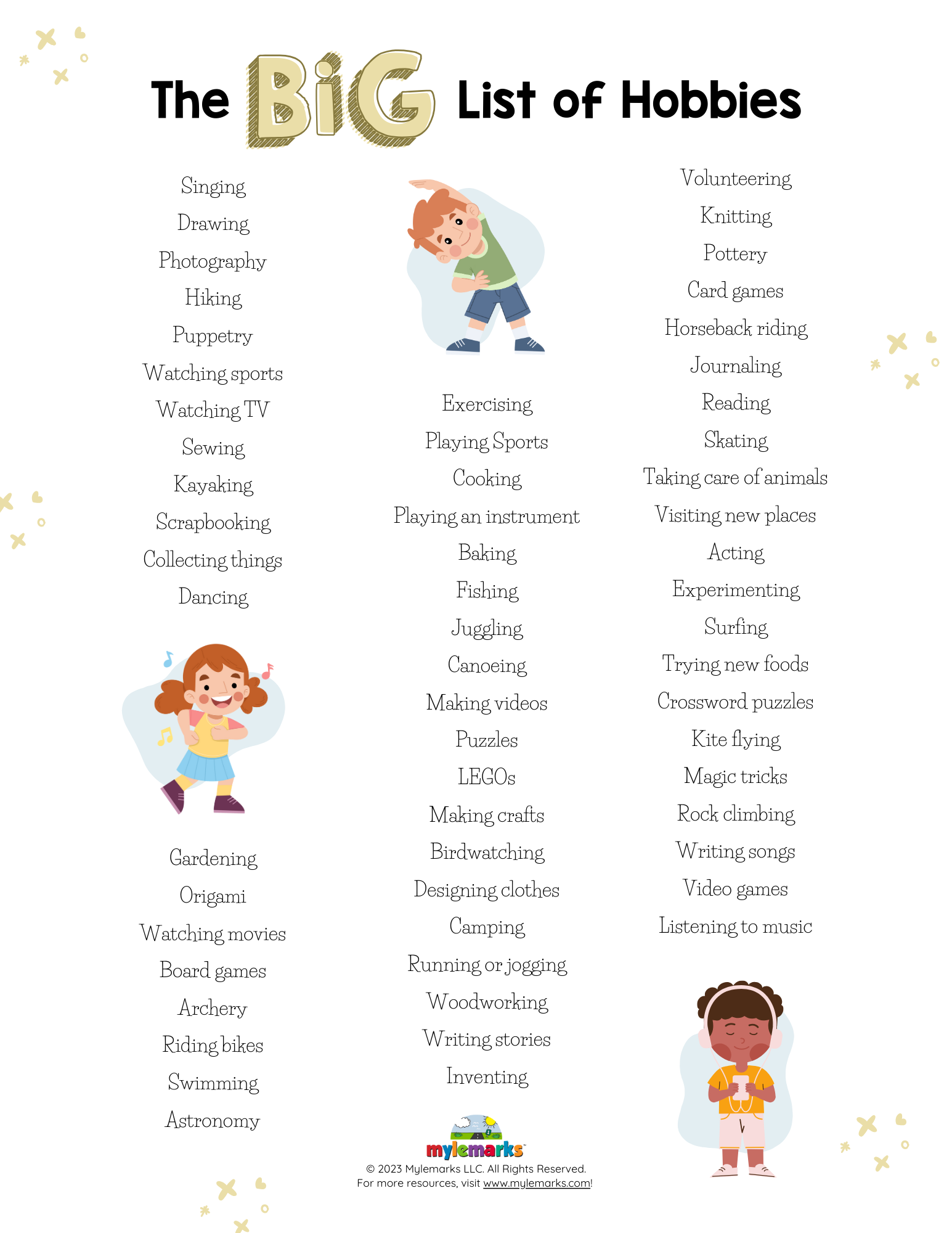 Printable Hobbies Worksheets
