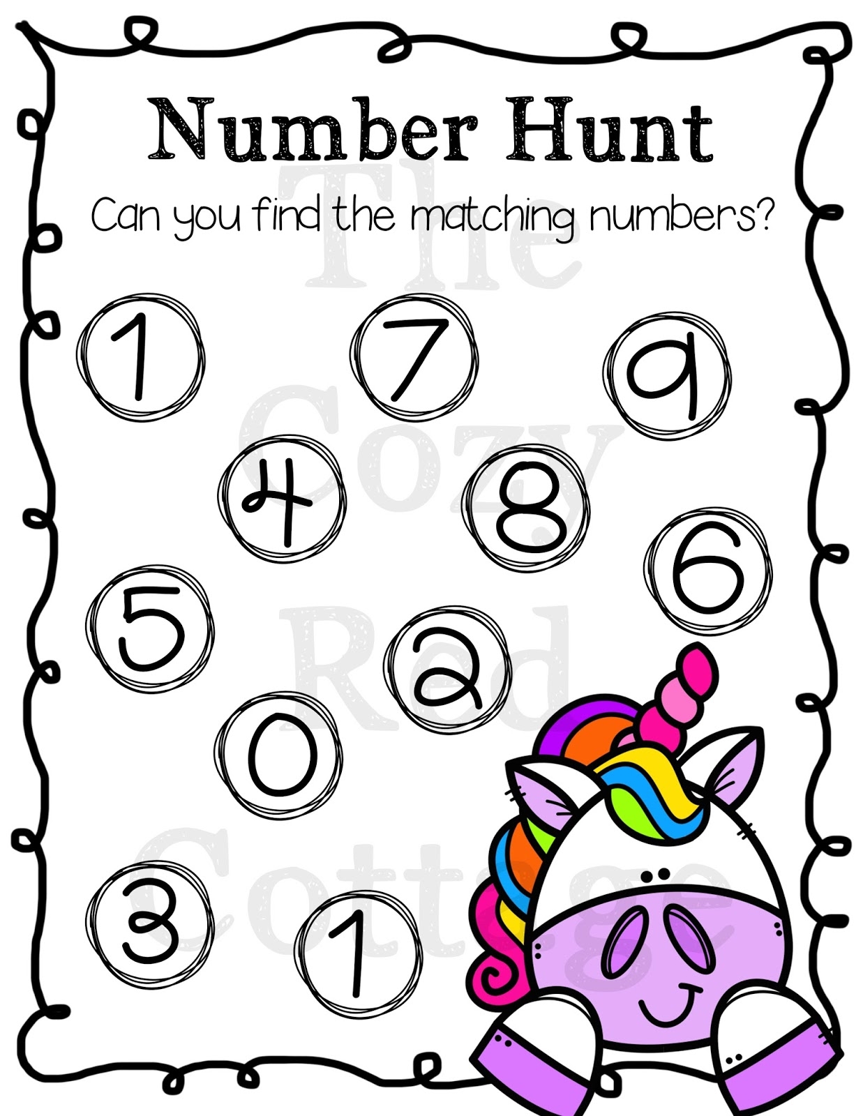 The Cozy Red Cottage Free Unicorn Number Hunt The Cozy Red Cottage Free Unicorn Number Hunt