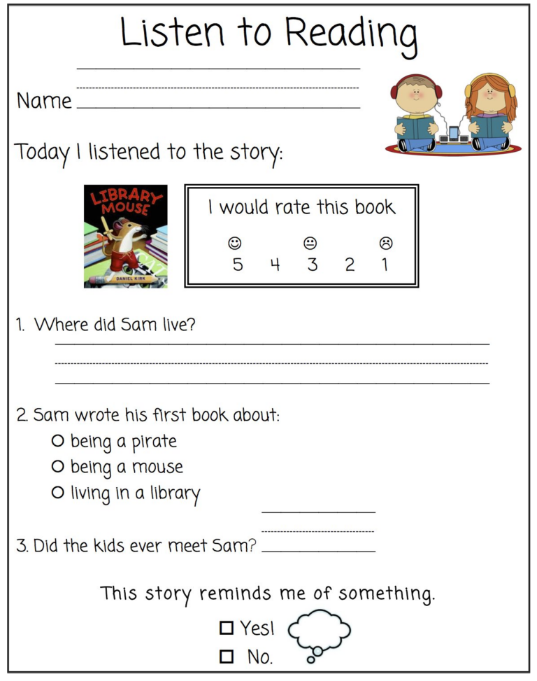 The First Grade Bloom Worksheet For Listening Comprehension