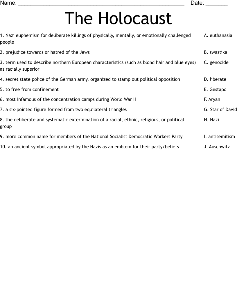 The Holocaust Worksheet WordMint The Holocaust Worksheet WordMint