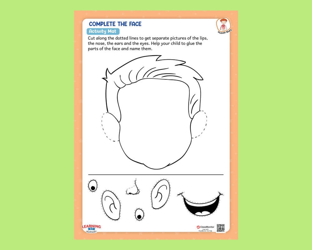The Human Body Activity Complete The Face Worksheet ClassMonitor