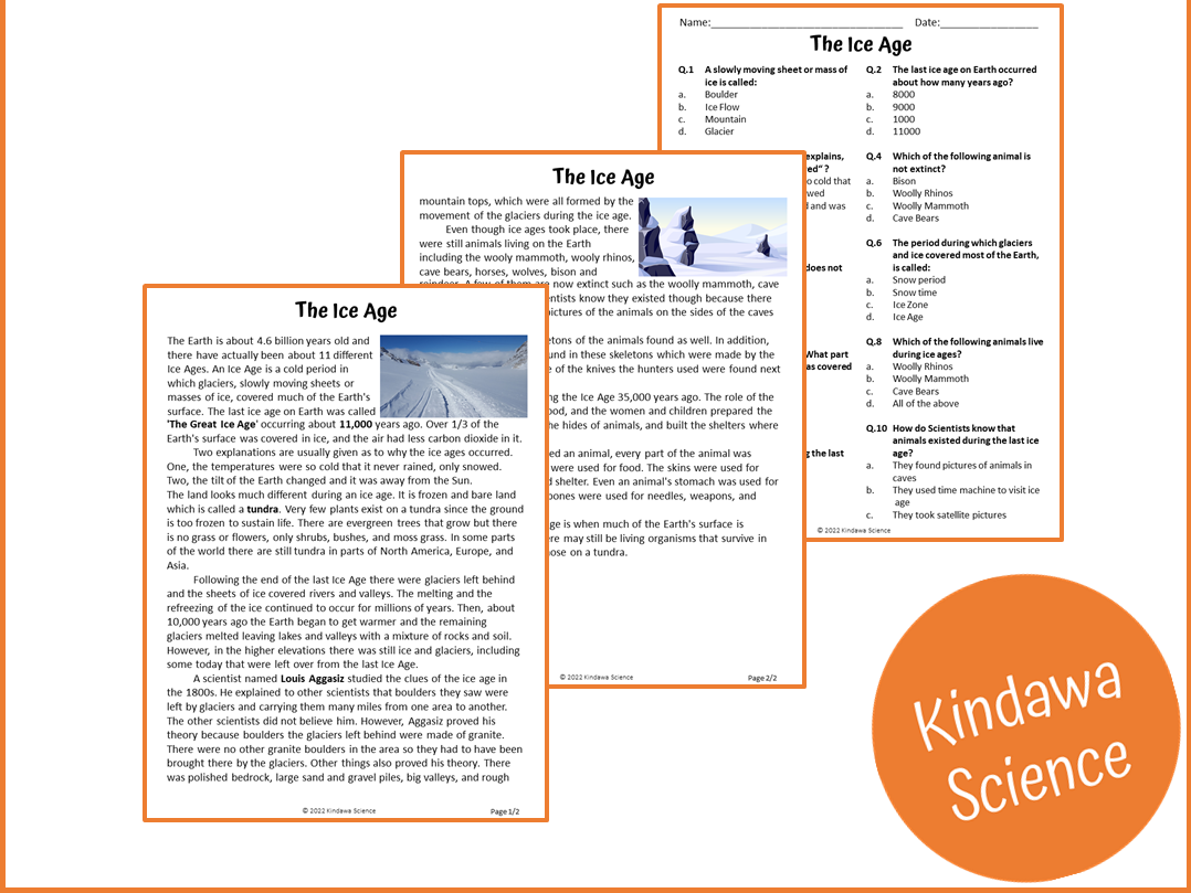 The Ice Age Reading Comprehension Passage And Questions PDF The Ice Age Reading Comprehension Passage And Questions PDF
