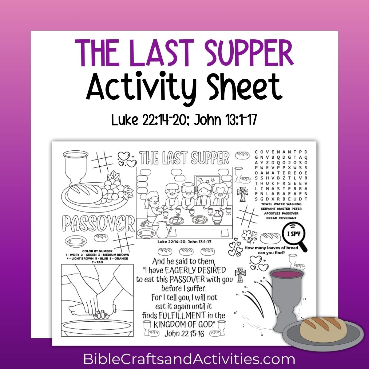 The Last Supper Activity Sheet Bible Crafts Shop The Last Supper Activity Sheet Bible Crafts Shop