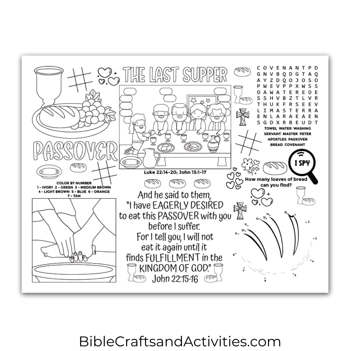 The Last Supper Activity Sheet Bible Crafts Shop The Last Supper Activity Sheet Bible Crafts Shop