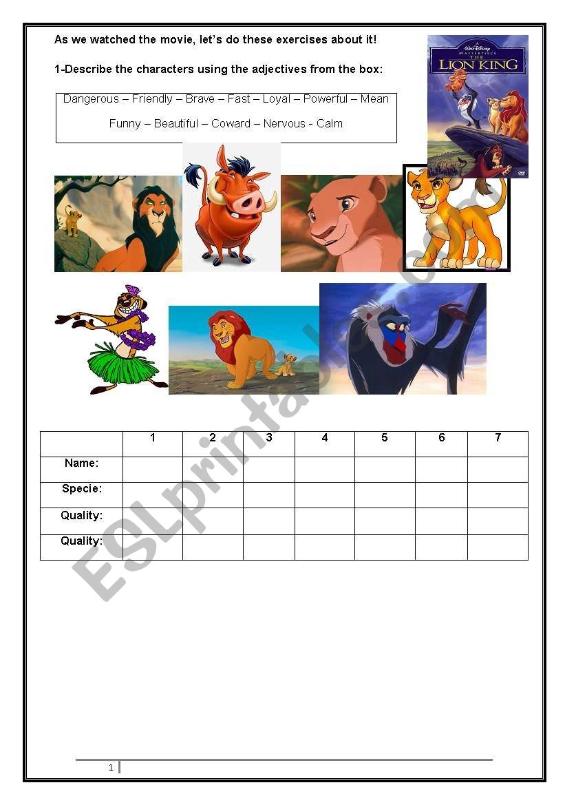 The Lion King ESL Worksheet By Rodegheri The Lion King ESL Worksheet By Rodegheri