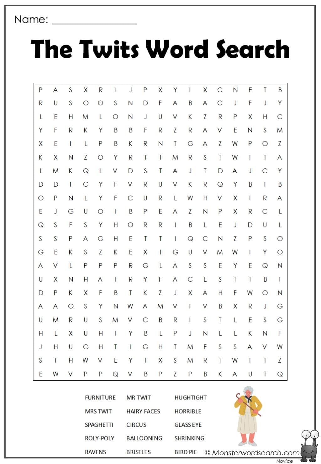 The Twits Word Search Monster Word Search