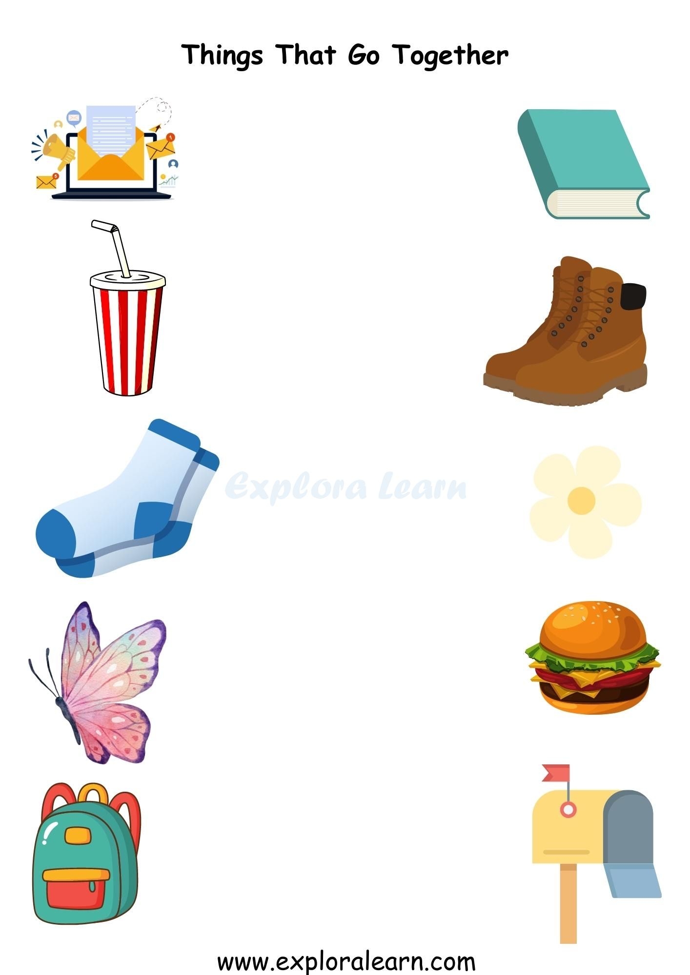 Things That Go Together Worksheets For Preschool And Kindergarten 2 To 6 Years Kids