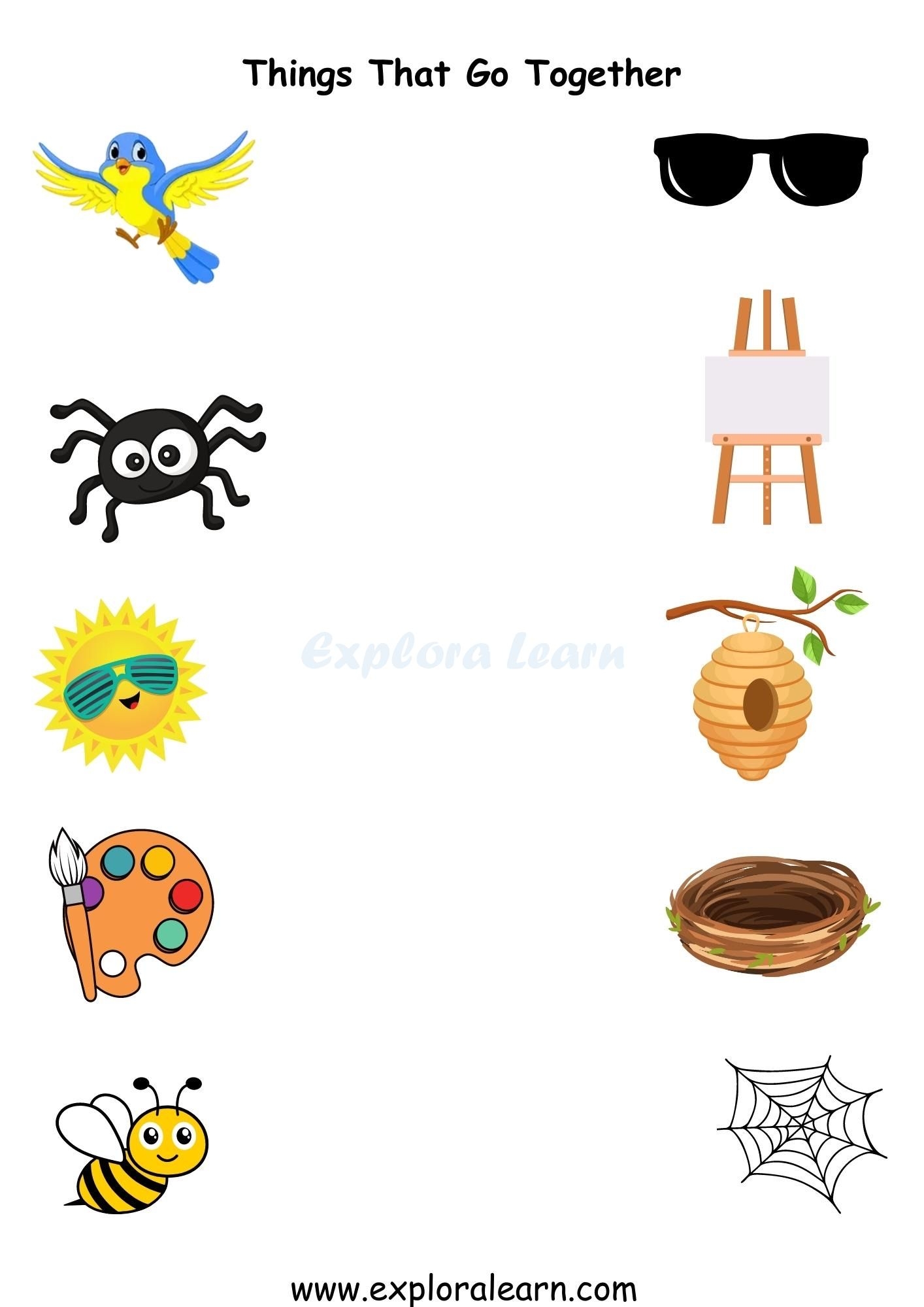 Things That Go Together Worksheets For Preschool And Kindergarten 2 To 6 Years Kids