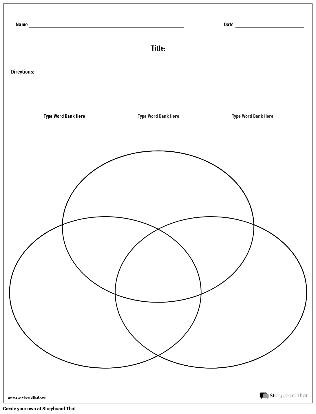 Three Circle Venn Diagram Worksheet Storyboard