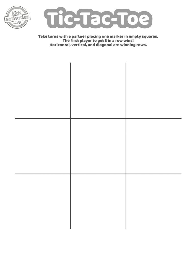 Tic Tac Toe Printable Kids Activities Blog