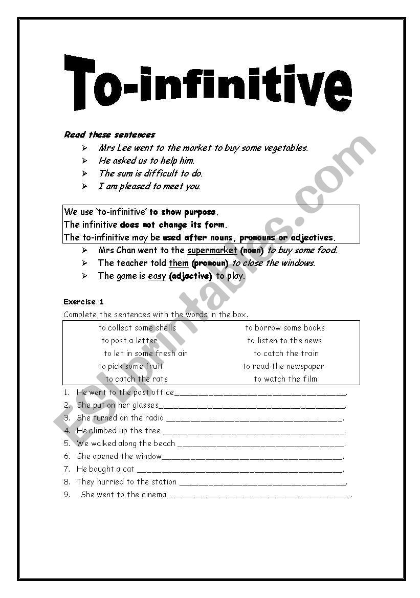 To infinitive ESL Worksheet By Teresapoon 1001 Worksheets Library To infinitive ESL Worksheet By Teresapoon 1001 Worksheets Library