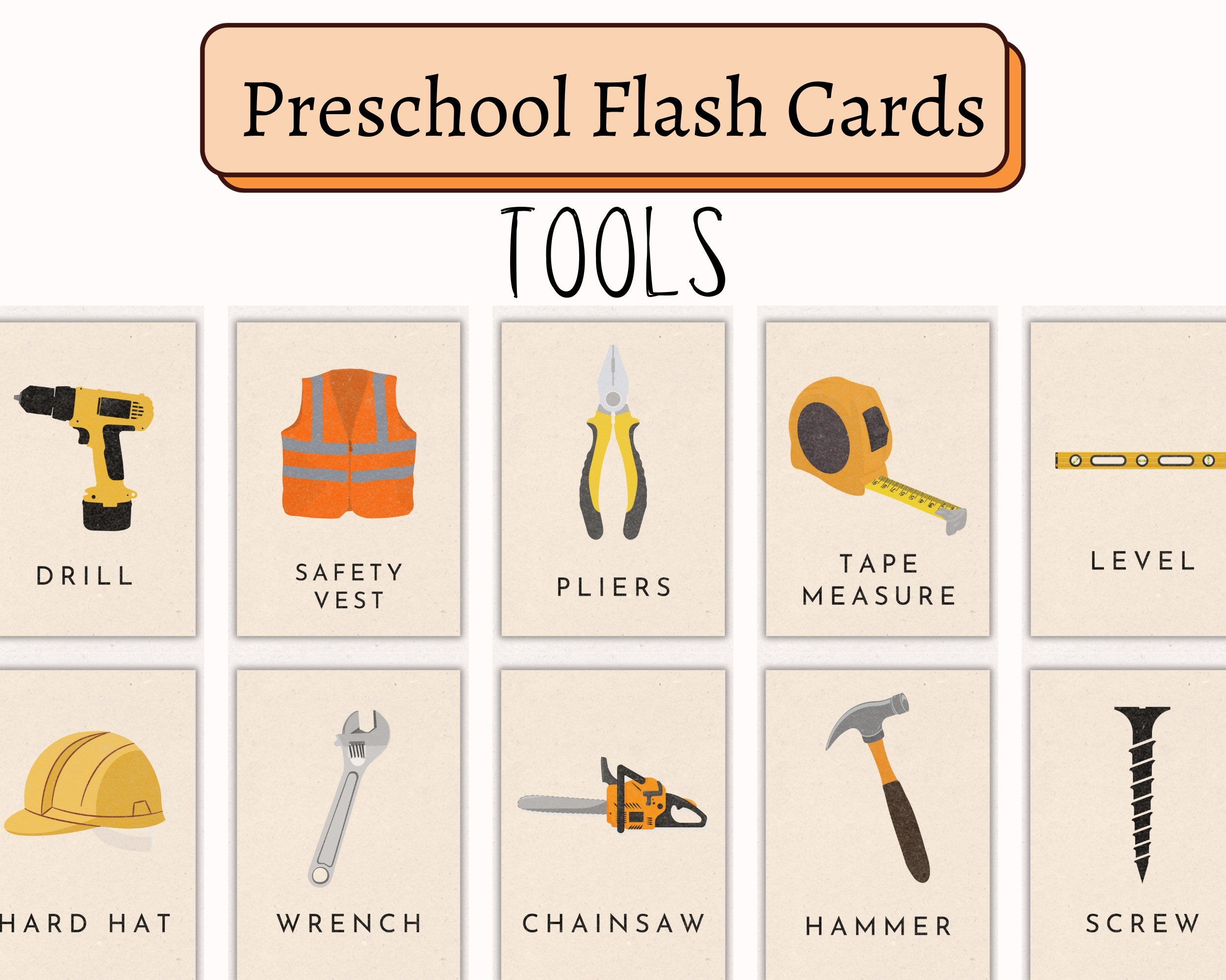 Toddler Tools Learning Pack Montessori Tools Flashcards Toddler Tools Learning Pack Montessori Tools Flashcards