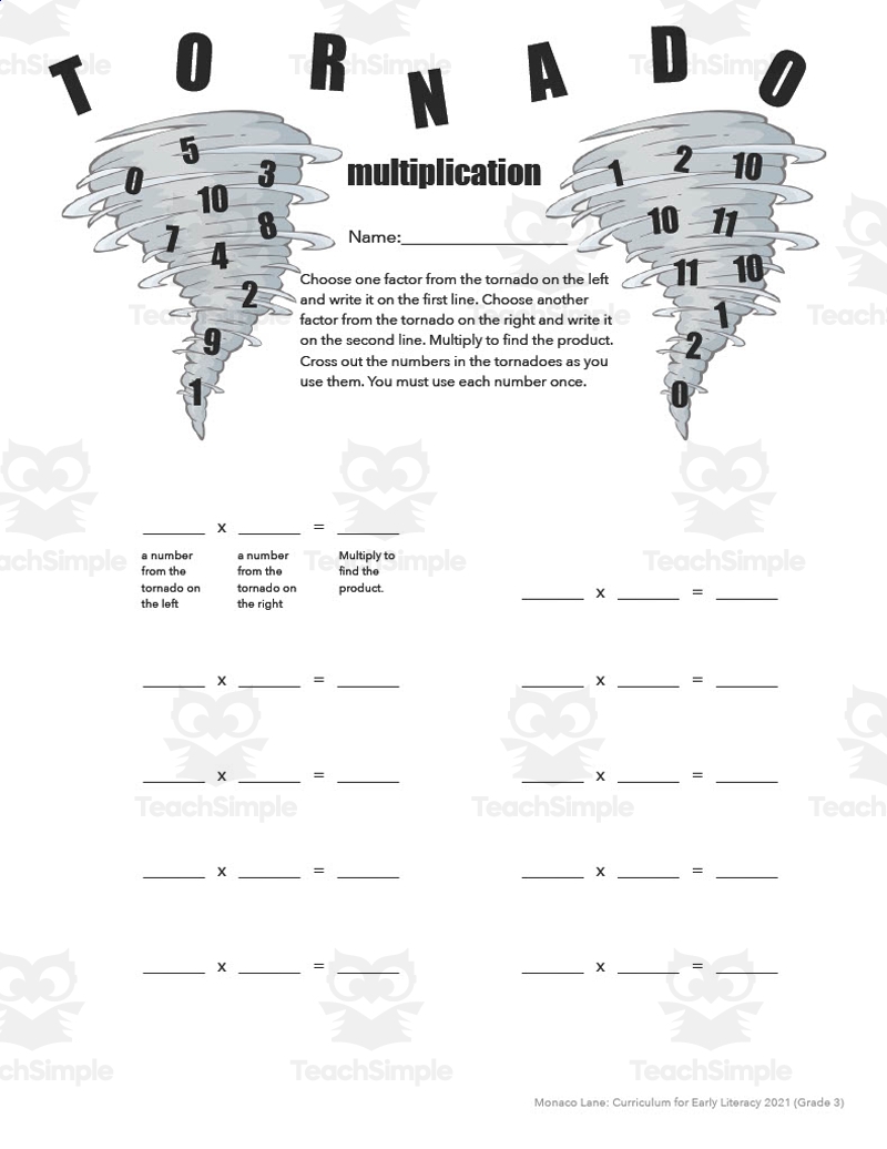Tornado Multiplication Worksheet By Teach Simple Tornado Multiplication Worksheet By Teach Simple