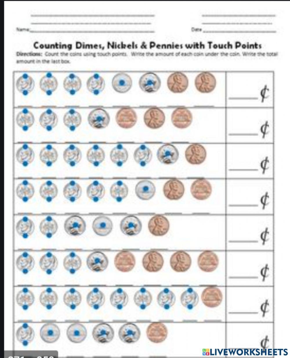 Free Printable Touch Math Money Worksheets Free Printable Touch Math Money Worksheets